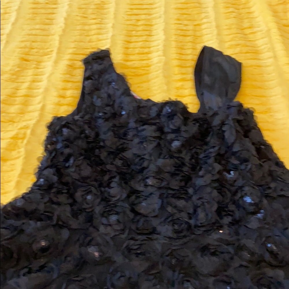 Girls black floral sequin dress